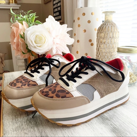 Zara platform leopard sneakers size 37